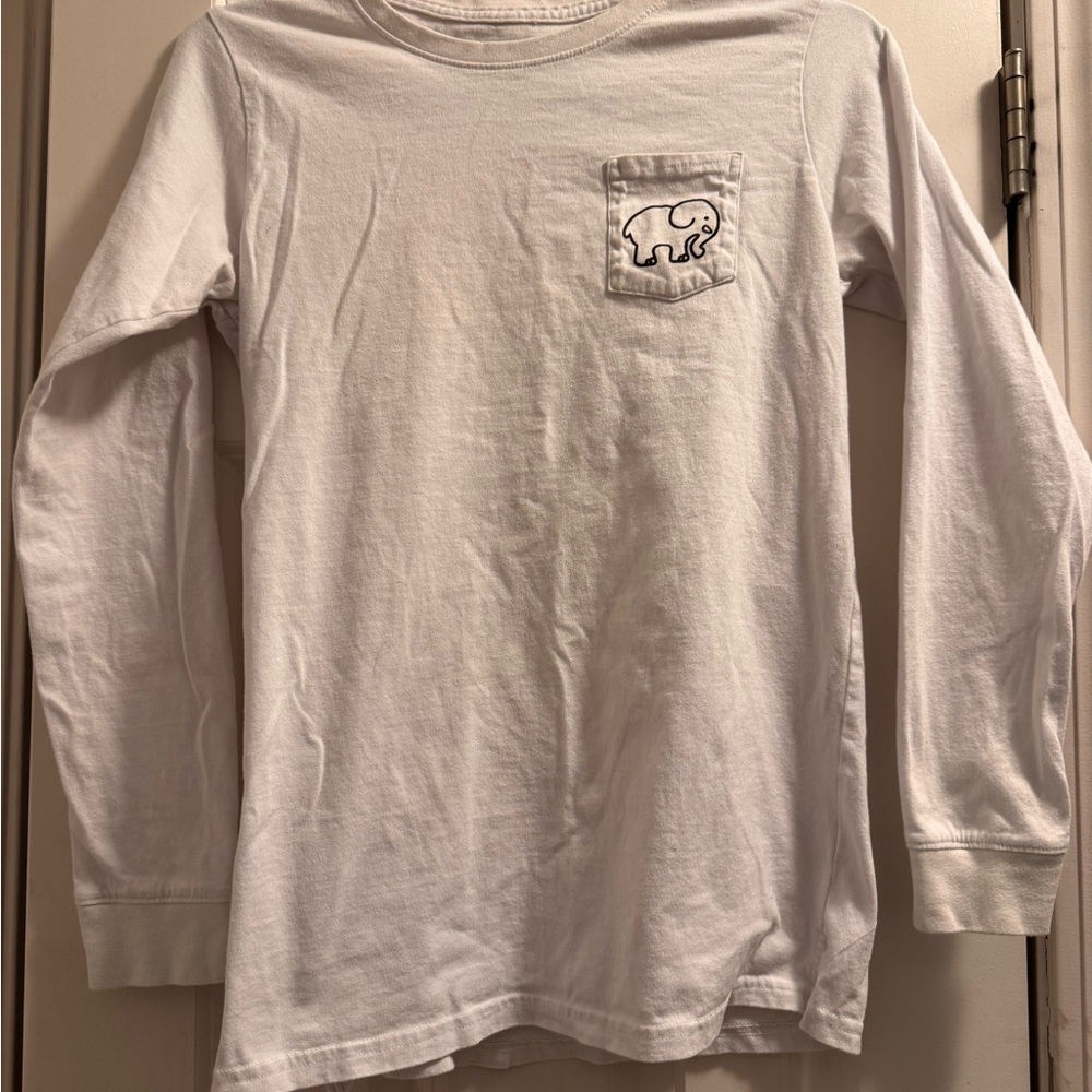 Ivory Ella White Long Sleeve Kids Tee with Elephant Pocket